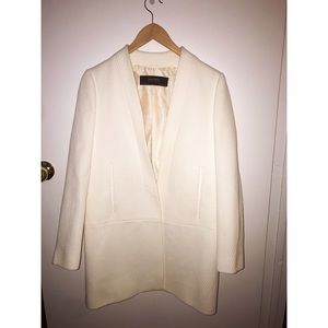 ZARA basic white cotton collarless jacket / blazer